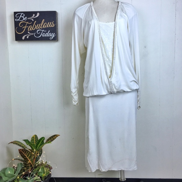 Vintage Dresses & Skirts - Vintage Rhinestone & Sequin White Dress